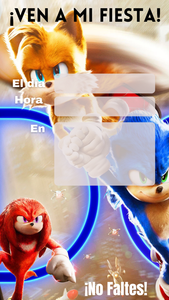 Invitacion de Sonic para imprimir